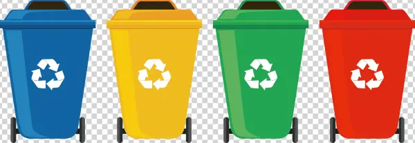 Colorful Recycling Bins PNG Transparent Background