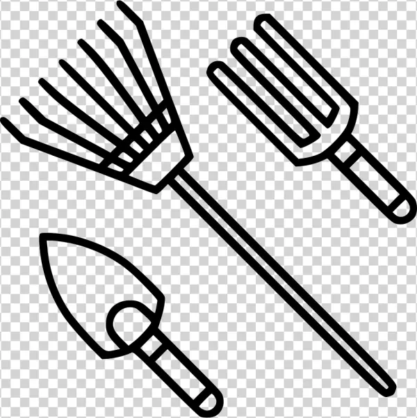 Gardening Tools Outline Icons Set PNG Transparent