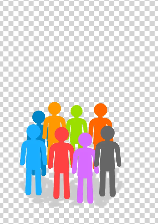 Colorful Stick Figures Group PNG Transparent Background