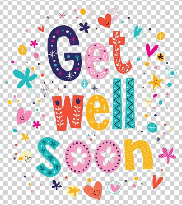 Colorful Get Well Soon Text PNG