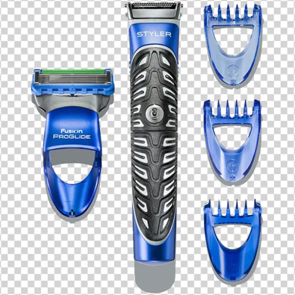 Men's Blue Electric Trimmer and Razor Grooming Kit PNG