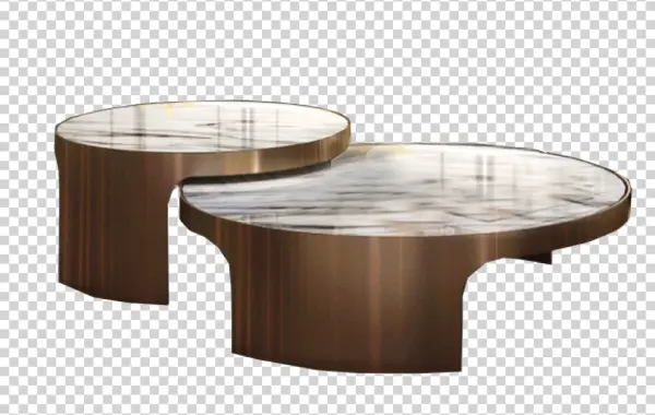 Modern Nested Marble Coffee Tables PNG Transparent Background