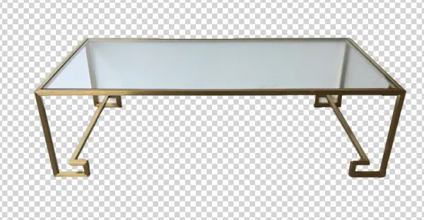 Golden Glass Coffee Table PNG Transparent Background