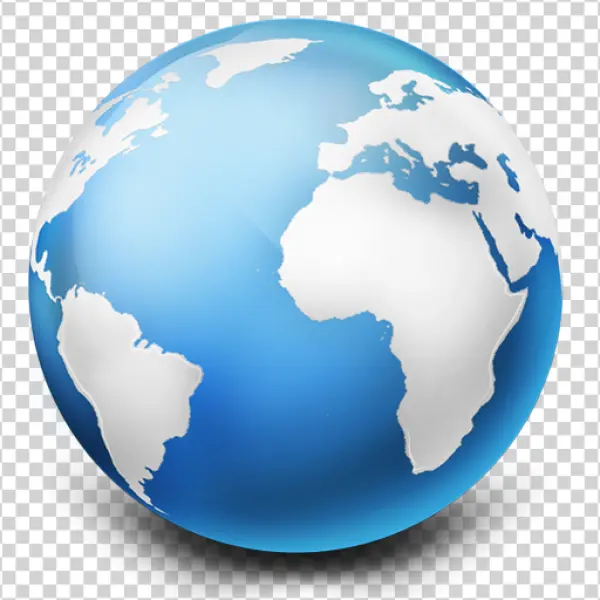 Glossy Blue Earth Globe PNG Transparent Background