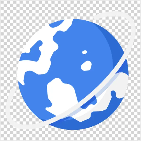 Stylized Blue Planet with Ring PNG Transparent