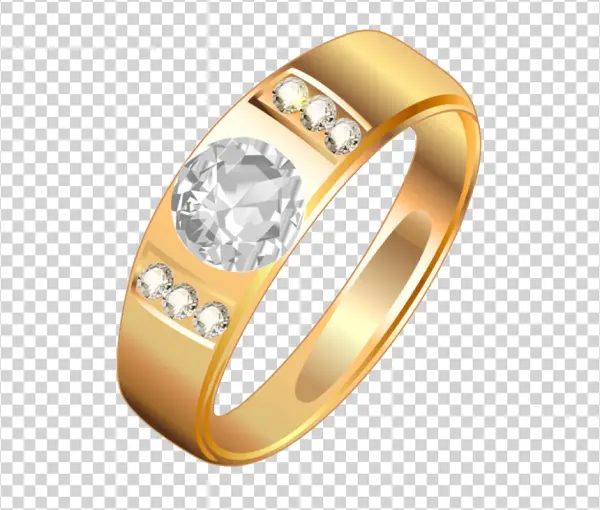 Golden Diamond Ring PNG Transparent