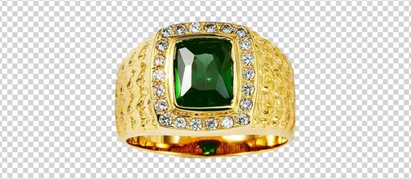 Golden Ring with Green Gem PNG Transparent Background