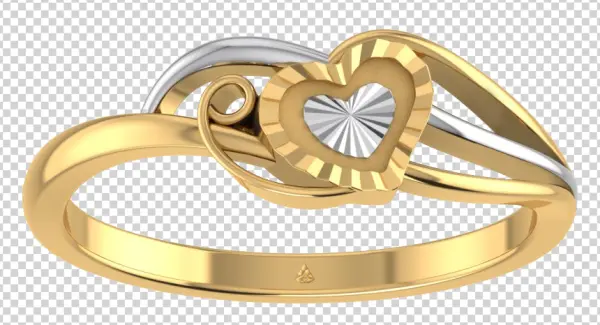 Two-Tone Gold and Silver Heart Ring PNG Transparent
