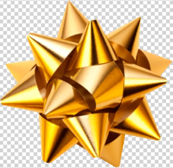 Golden Gift Bow PNG Transparent Background