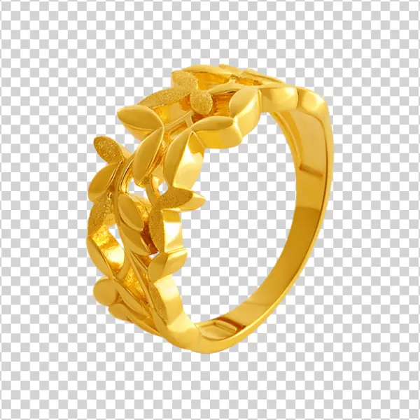 Gold Leaf Design Ring PNG Transparent