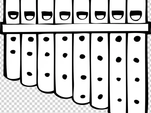 Pan Flute Instrument Black and White PNG