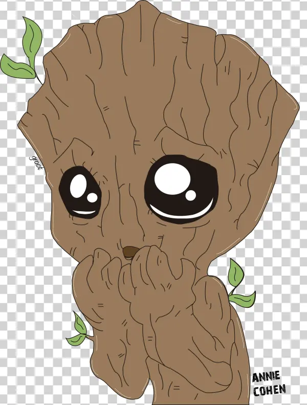 Cute Baby Groot Cartoon PNG Transparent Background