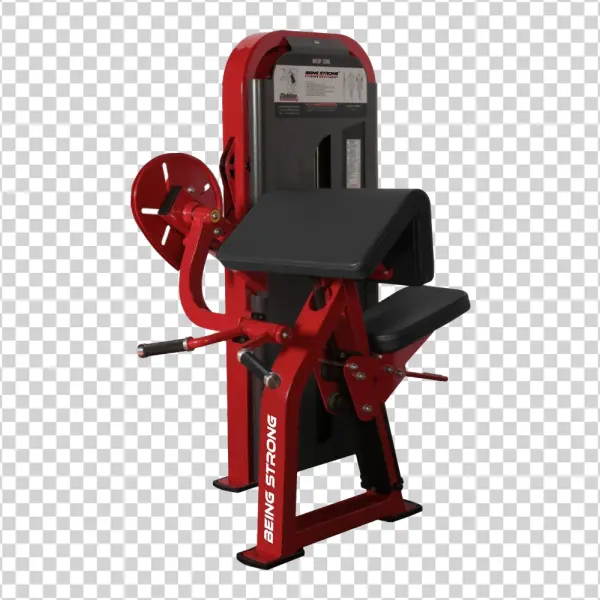 Red Bicep Curl Machine PNG Transparent Background