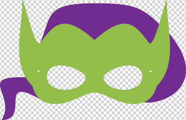 Green and Purple Cartoon Superhero Mask PNG