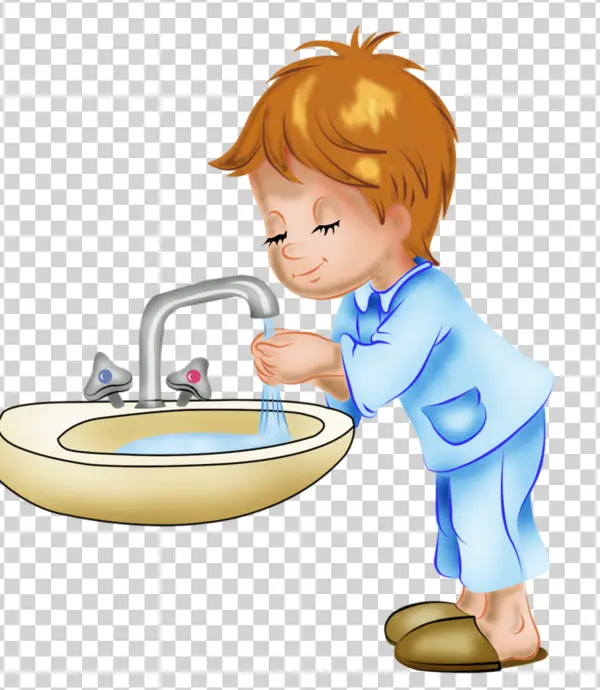 Boy Washing Hands in Sink PNG Clipart