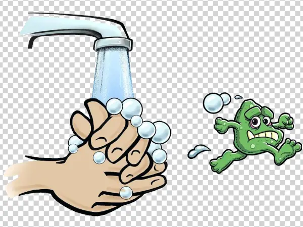 Handwashing Faucet and Running Germ PNG