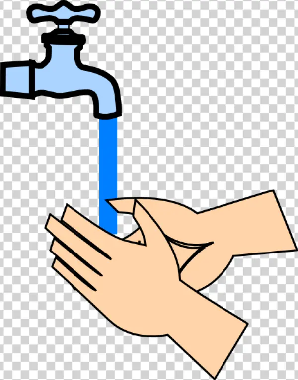 Hand Washing Under Faucet Cartoon PNG