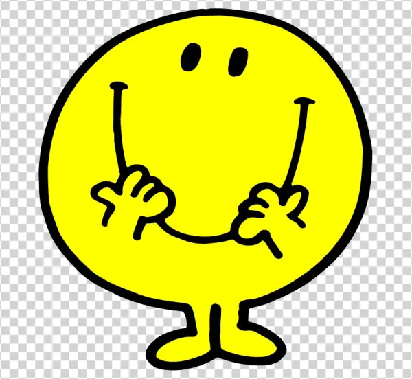 Mr. Happy Yellow Smiley Character PNG Transparent Background