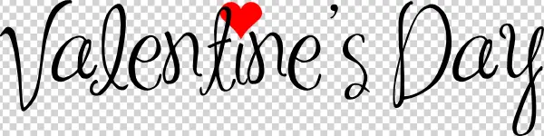 Valentine's Day Script Text with Heart PNG