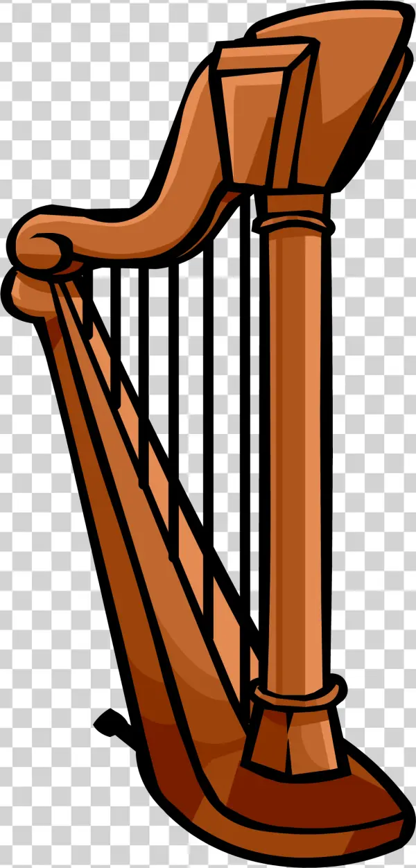 Stylized Brown Harp PNG Transparent