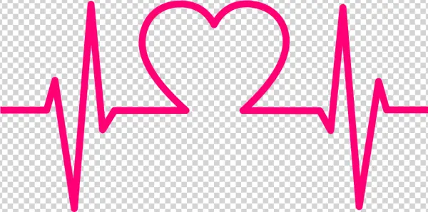 Pink Heartbeat EKG Line with Heart PNG