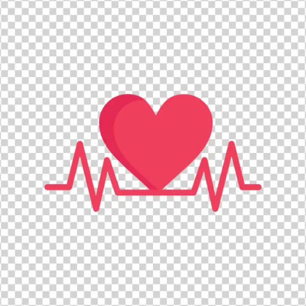 Red Heart and Pulse Line PNG Transparent Background
