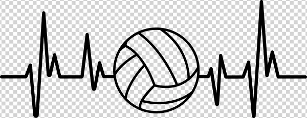 Volleyball Heartbeat ECG Line PNG