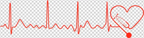 Red Heartbeat Line with Stethoscope PNG Transparent