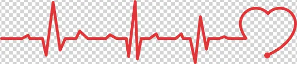 Red Heartbeat ECG Line with Heart PNG Transparent Background