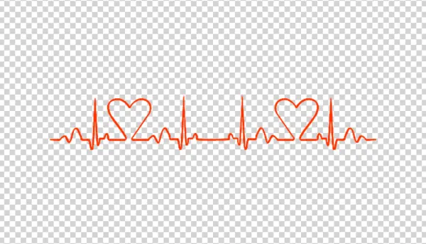 Heartbeat ECG Line with Hearts PNG Transparent Background