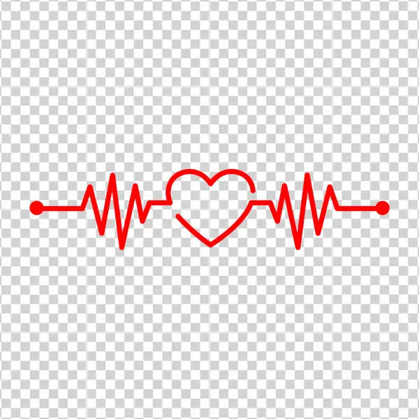 Red Heartbeat Line with Heart Symbol PNG