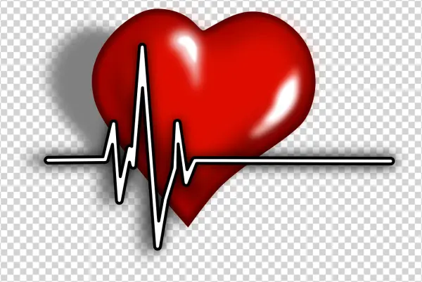 Red Heart with ECG Line PNG Transparent Background