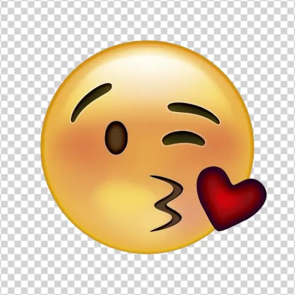 Blowing Kiss Emoji with Red Heart PNG Transparent