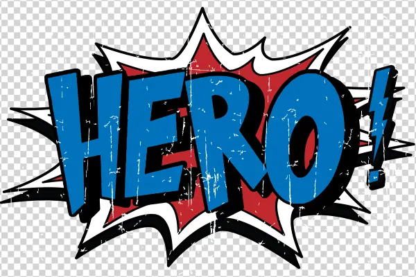 Distressed Comic Style HERO Text PNG