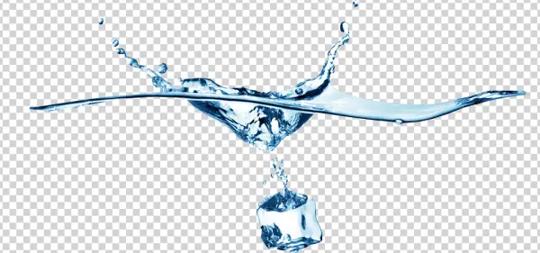Ice Cube Splashing into Water PNG Transparent Background