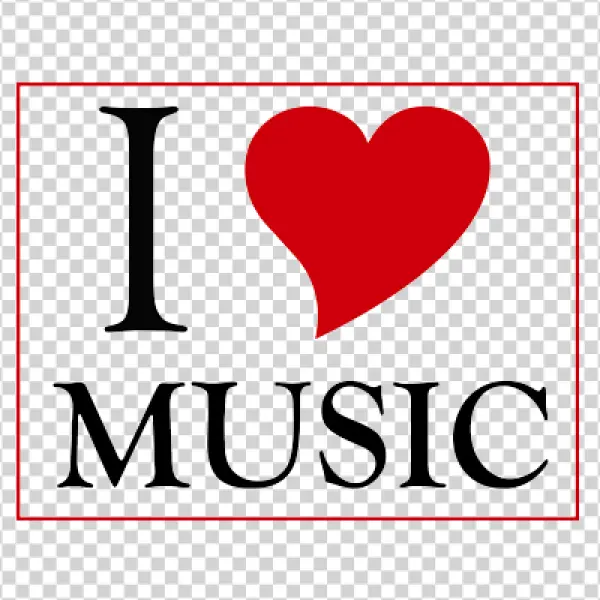 I Love Music Red Heart PNG Transparent Background