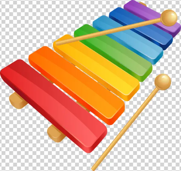 Colorful Xylophone with Mallets PNG Transparent Background