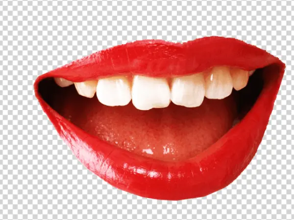 Red Lips Smiling Wide PNG Transparent Background
