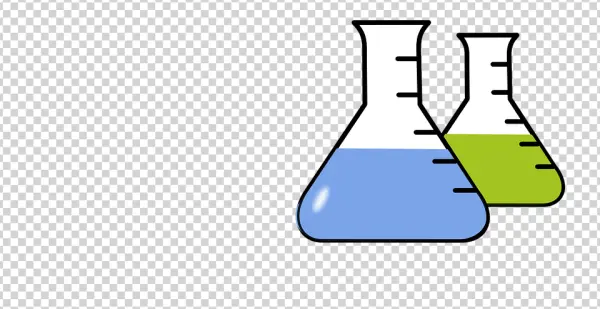 Laboratory Flasks with Blue and Green Liquid PNG