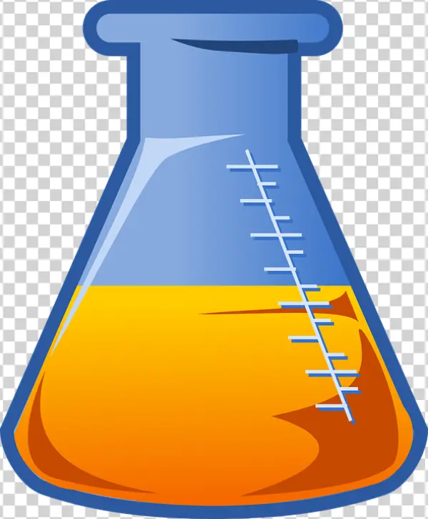 Erlenmeyer Flask with Orange Liquid PNG Transparent Background