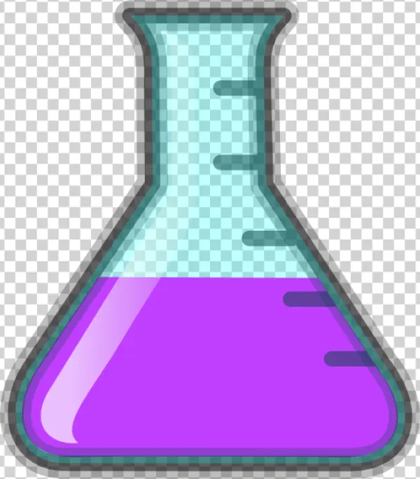 Conical Flask with Purple Liquid PNG Transparent Background