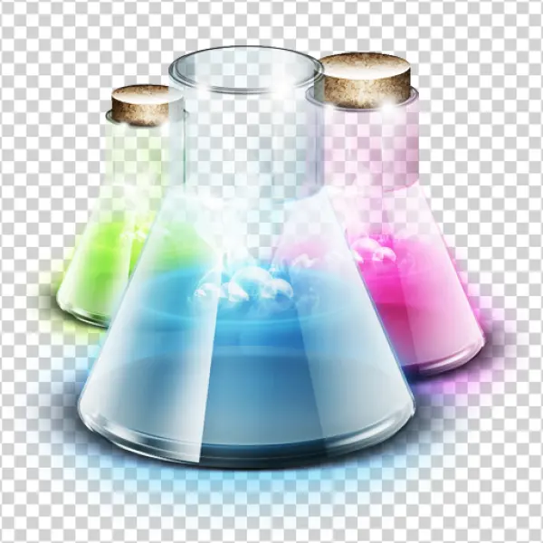 Colorful Laboratory Flasks Icon PNG