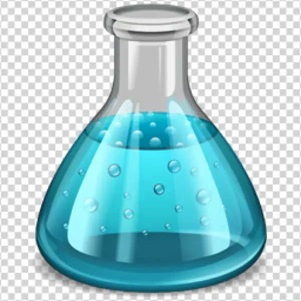 Blue Chemical Flask with Liquid PNG Transparent