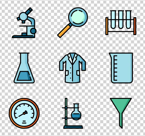 Science Lab Equipment Icons Transparent PNG
