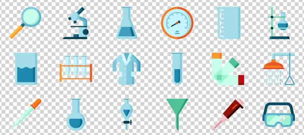 Science Lab Equipment Icons PNG Transparent Background