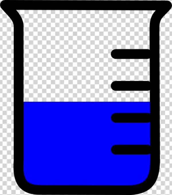 Chemical Beaker with Blue Liquid PNG