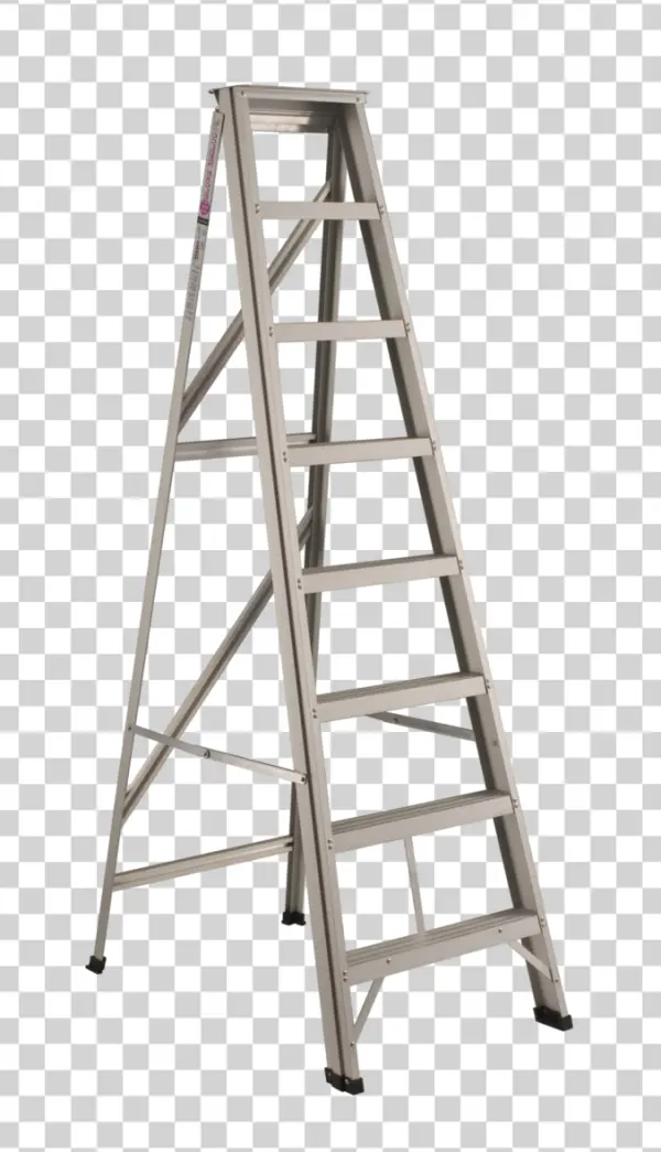 Silver Aluminum Step Ladder PNG Transparent Background