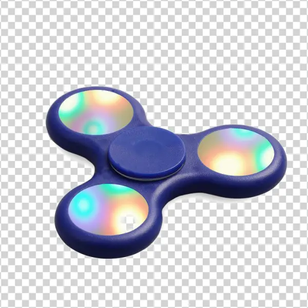 Blue Fidget Spinner with Colorful Lights PNG Transparent Background
