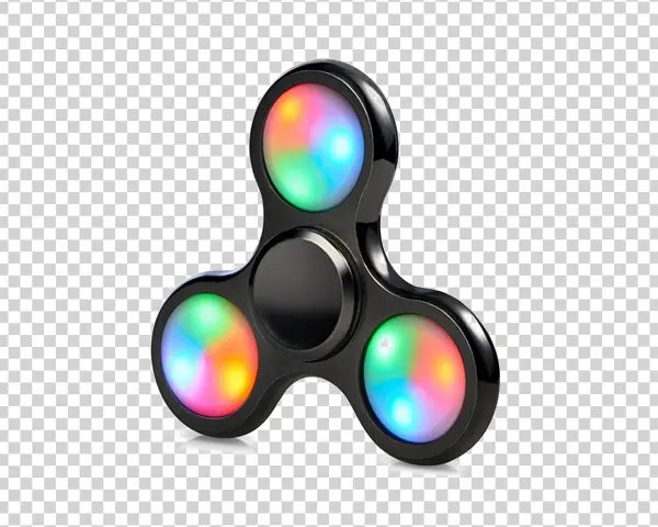 Black Fidget Spinner with Colorful LED Lights PNG