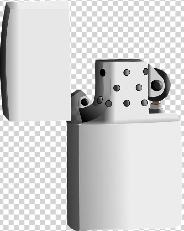 Open Silver Flip Lighter PNG Transparent Background